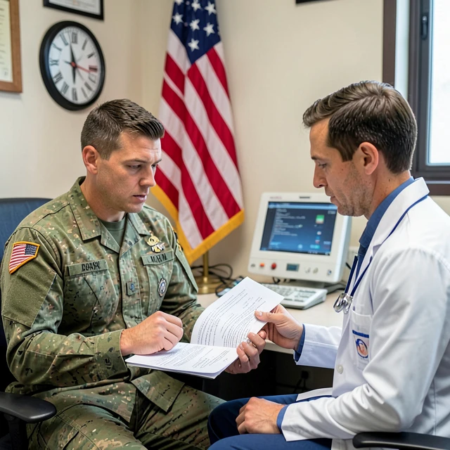 Military personnel consulting on fertility preservation options