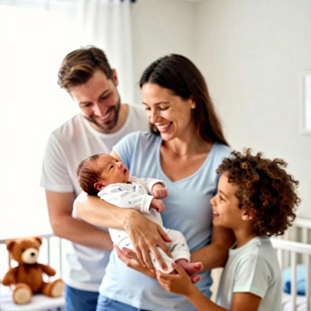 Happy family with newborn after successful IVF