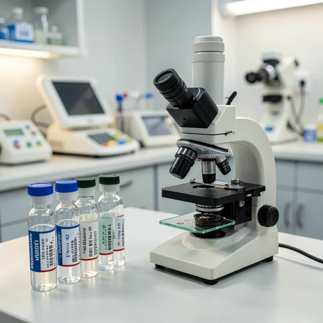 Semen analysis test being performed in a professional fertility lab
