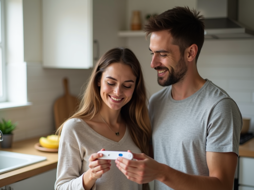 Couple with pregnancy test