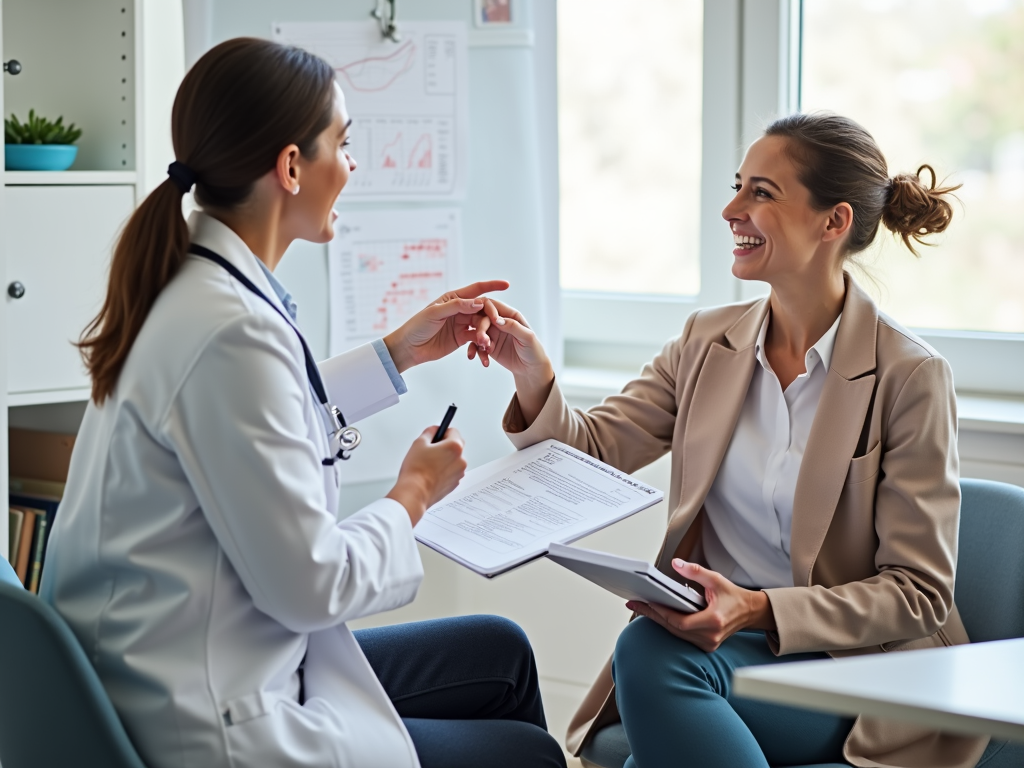 Woman talking with her doctor in an office