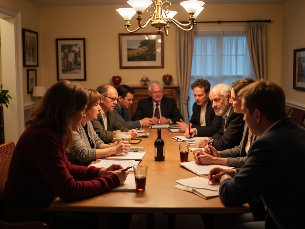 People gathered in a cozy room for an infertility support group meeting.