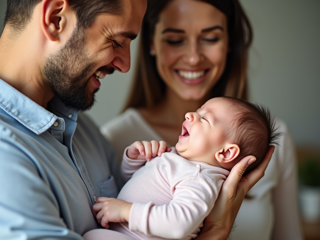 Family with newborn after sperm banking