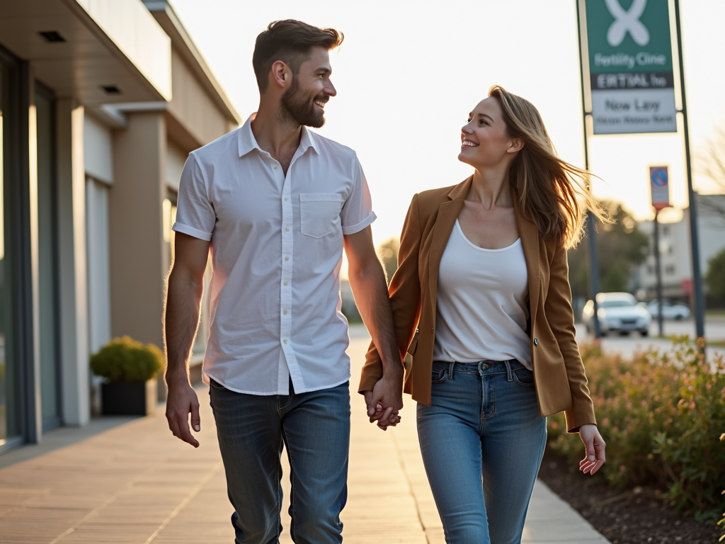 Couple outside IVF clinic