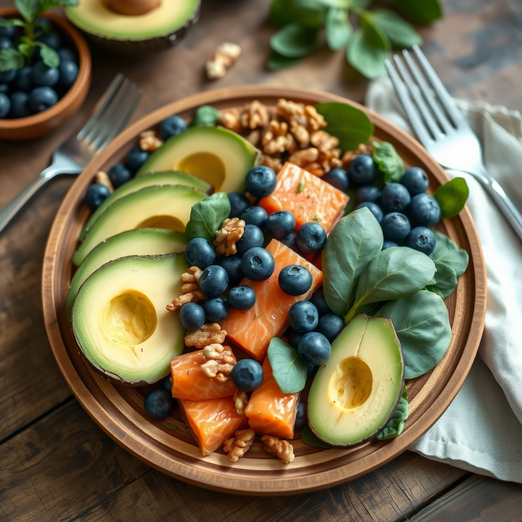 Plate of nutrient-rich foods for sperm health