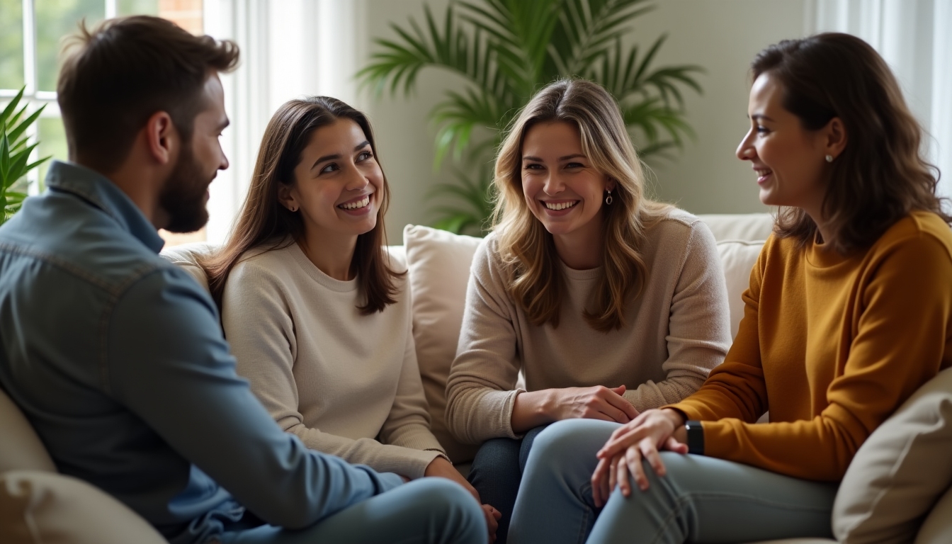 A group support meeting for couples dealing with infertility