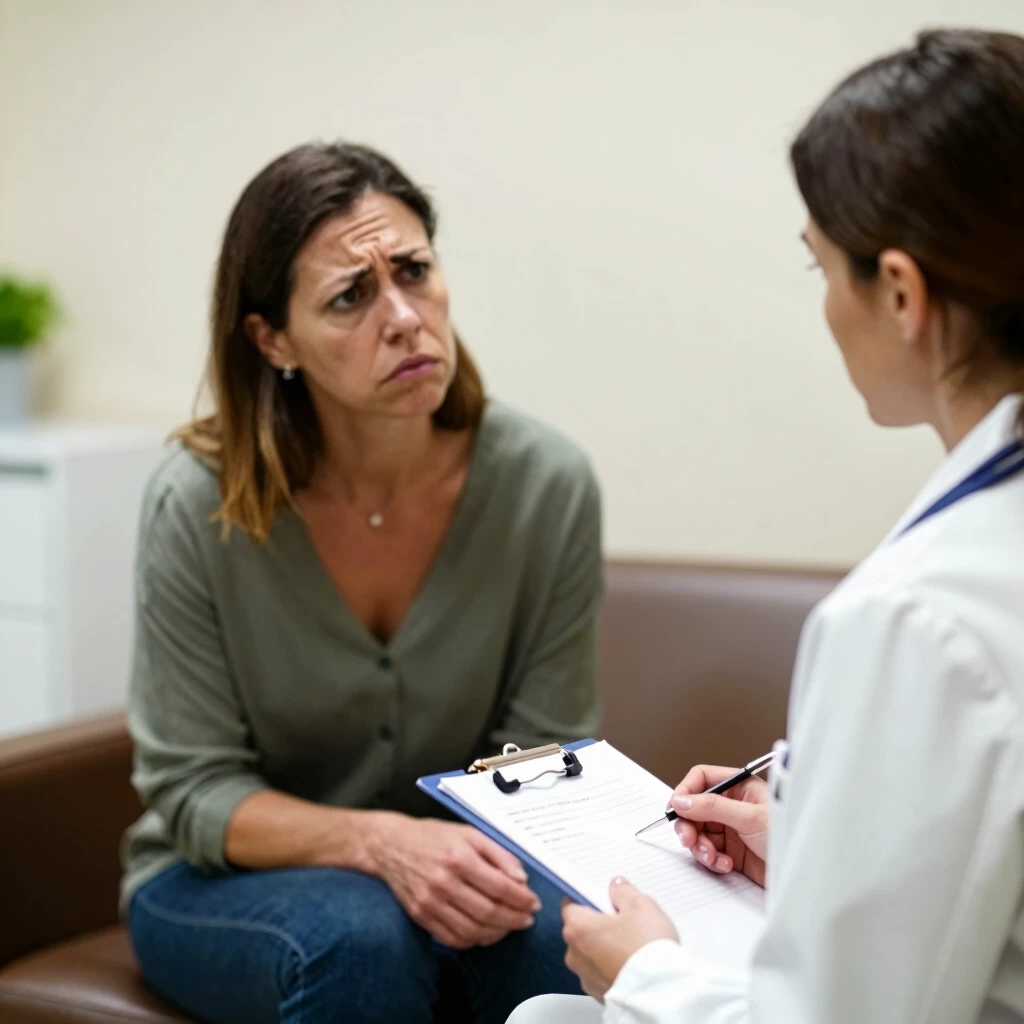 Woman consulting with doctor about fertility treatment