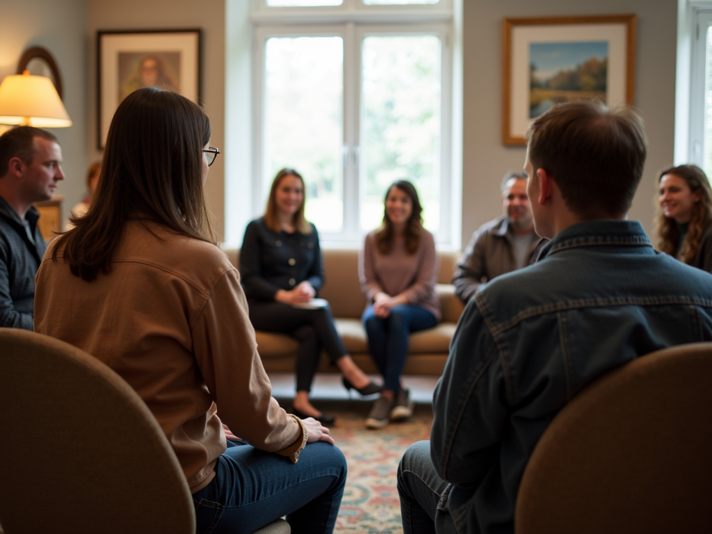 A support group meeting for cancer patients