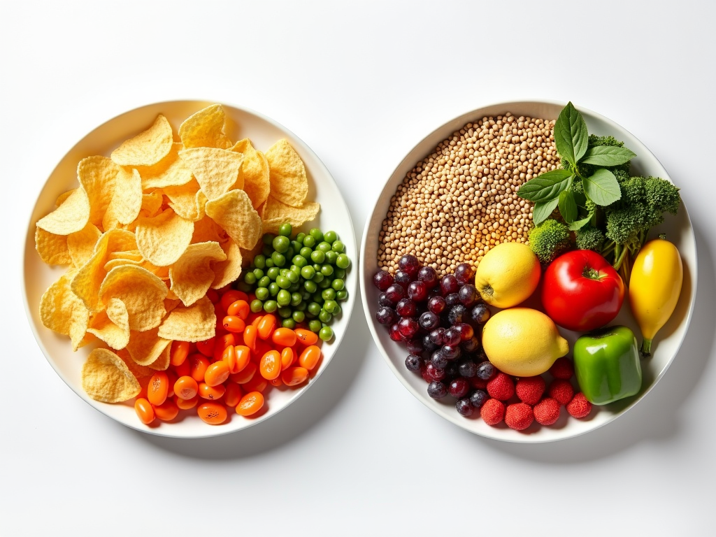 Processed foods vs. whole foods.