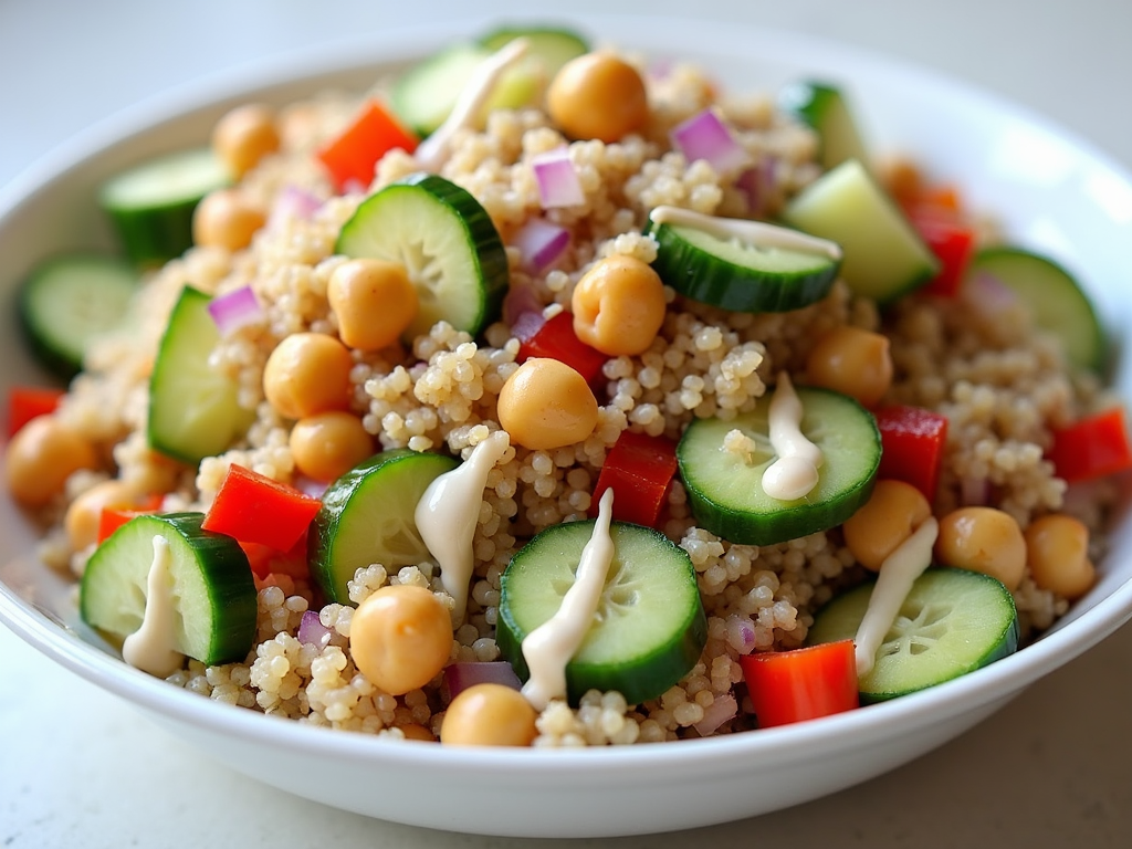 Nutritious quinoa salad with chickpeas and veggies, perfect for a fertility-boosting lunch.