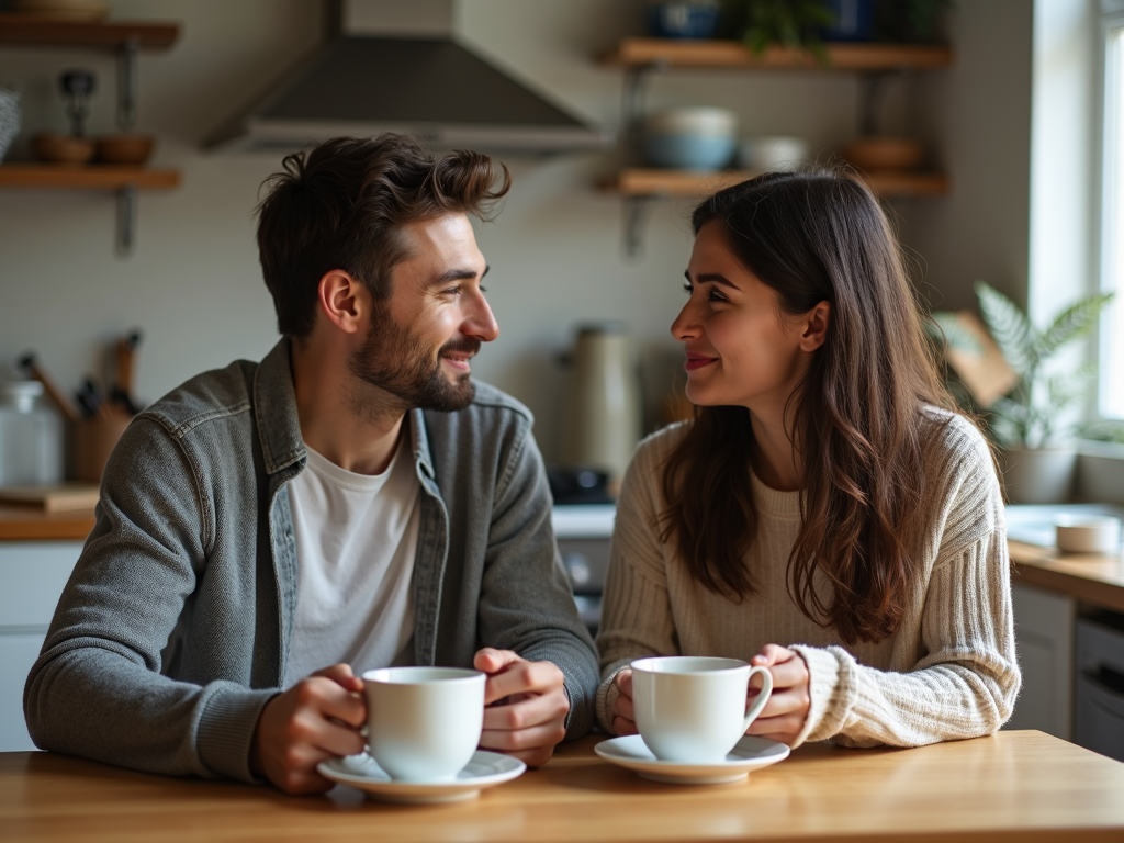Couple starting a conversation about infertility at home.