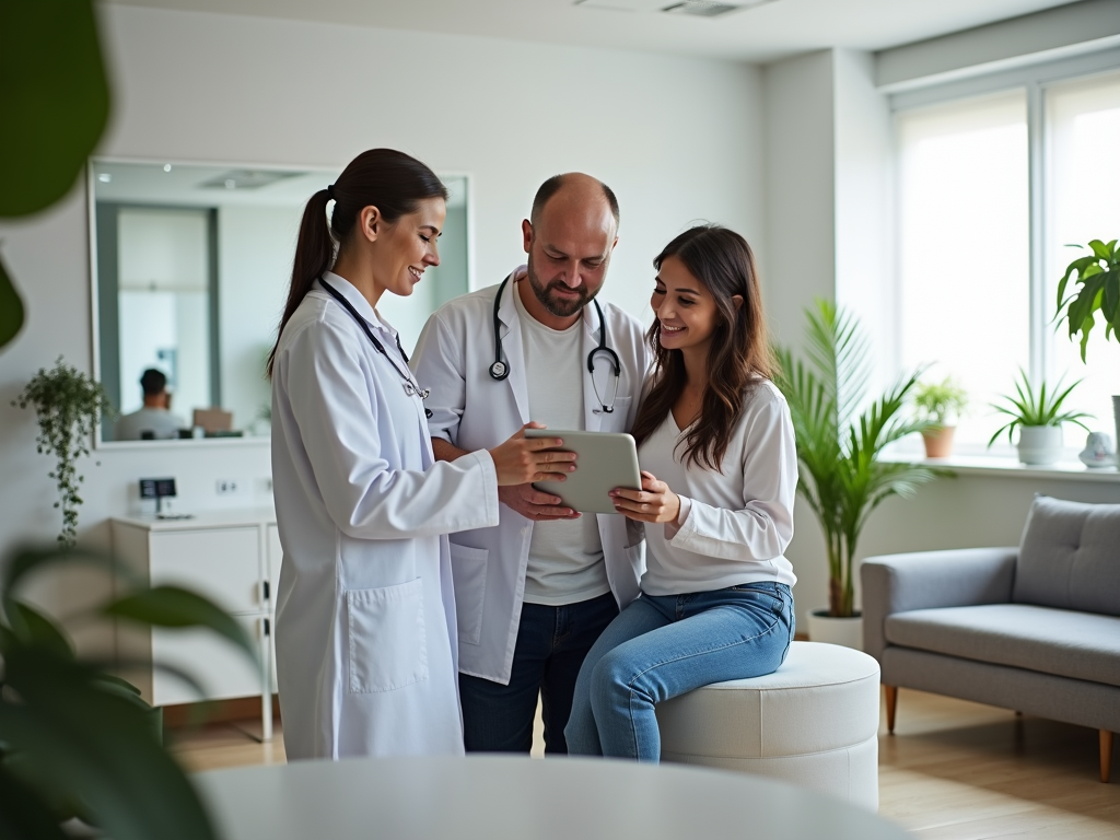Fertility specialist consulting with a couple