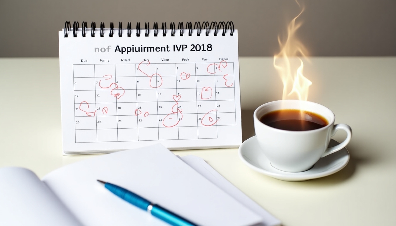 IVF treatment calendar with marked dates