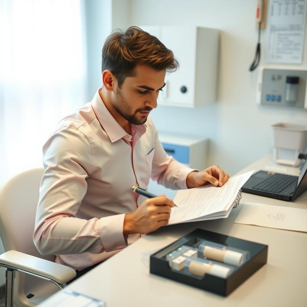 A young man preparing for sperm banking before cancer treatment.