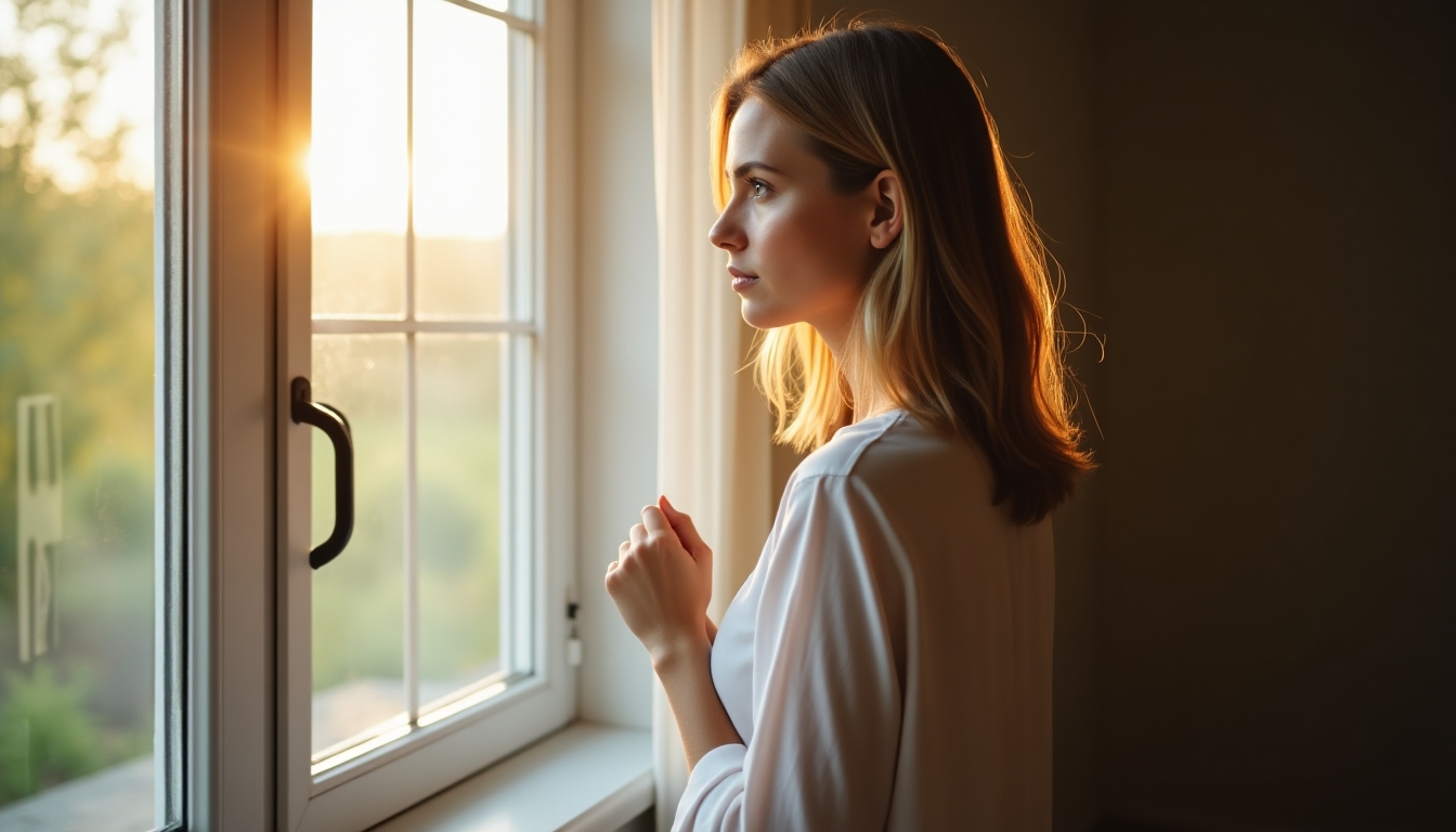 A happy woman, relieved and content, smiling as she reflects on her fertility preservation journey