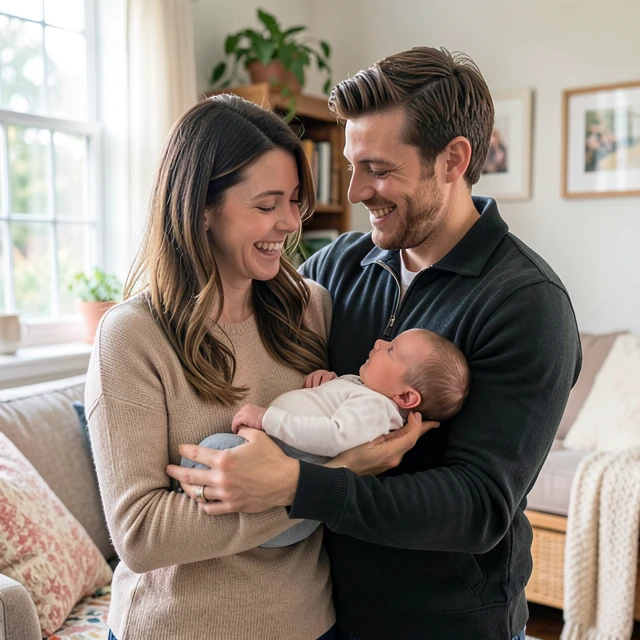 Joyful couple with their IVF baby
