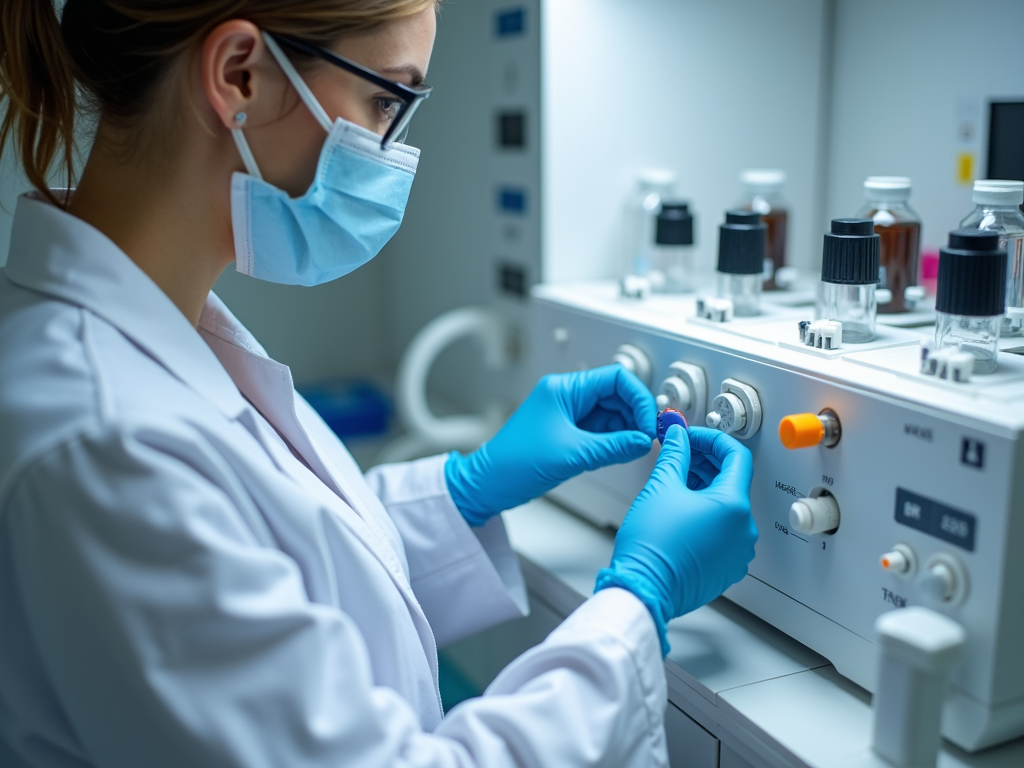 Lab technician preparing IVF tools