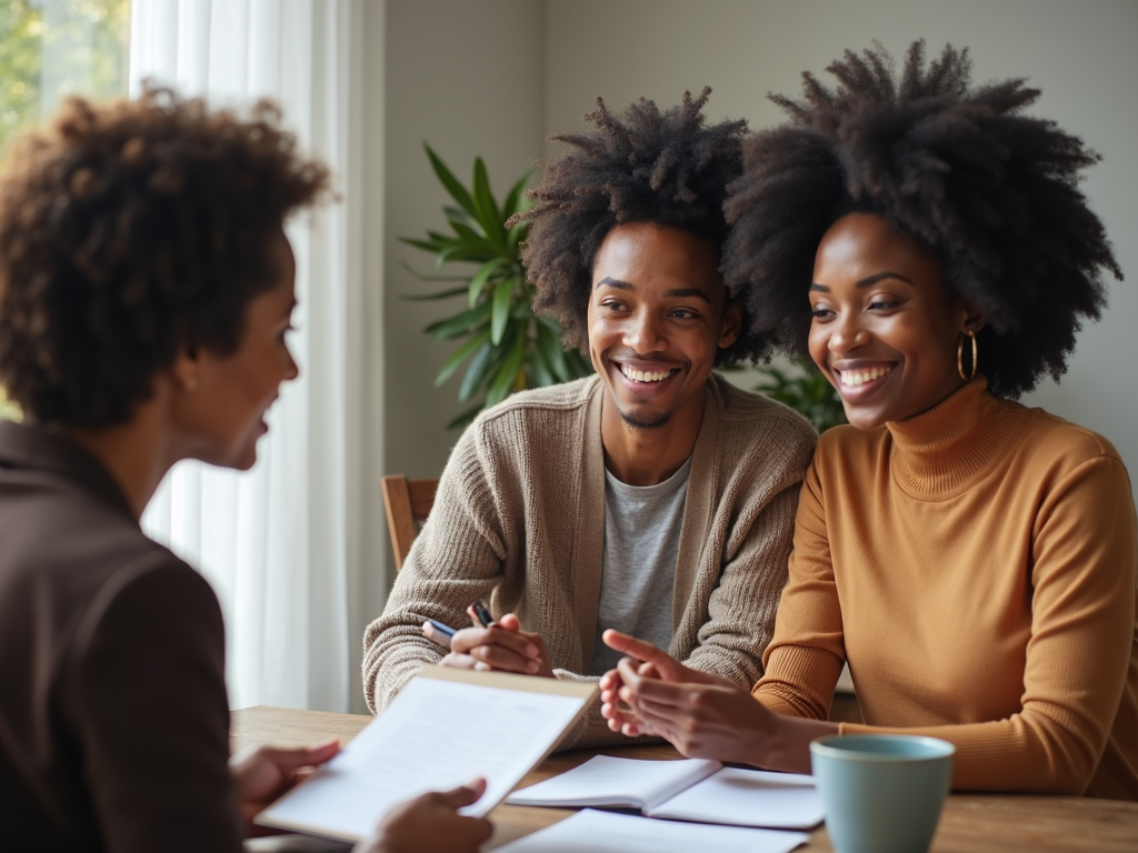 Couple consulting with financial counselor about fertility preservation
