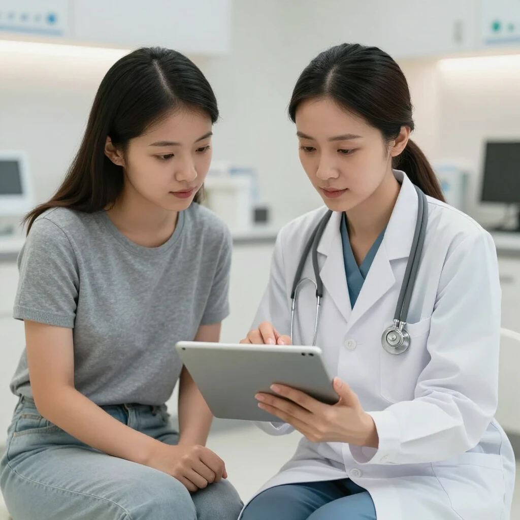 Doctor consulting couple about IVF treatment in fertility clinic
