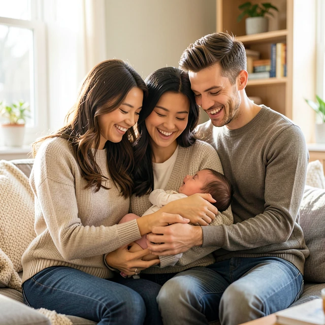Happy family celebrating the end of their fertility journey