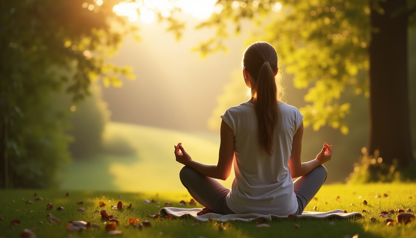 A person practicing mindfulness meditation to reduce stress and support fertility.