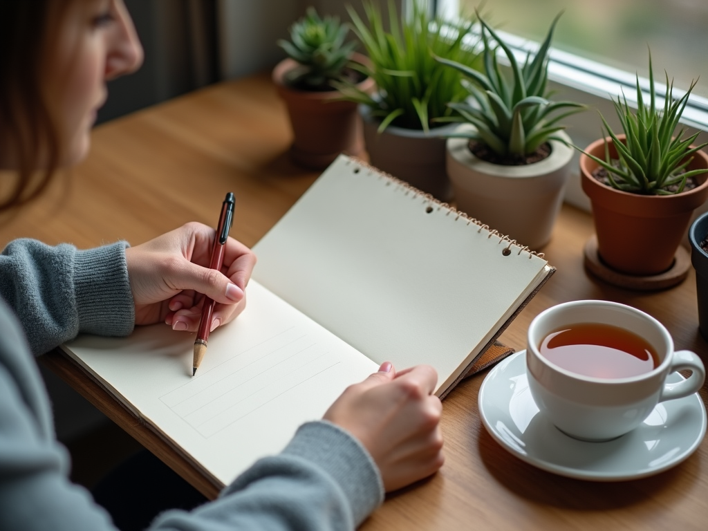 A person journaling, tracking emotions during infertility treatment.