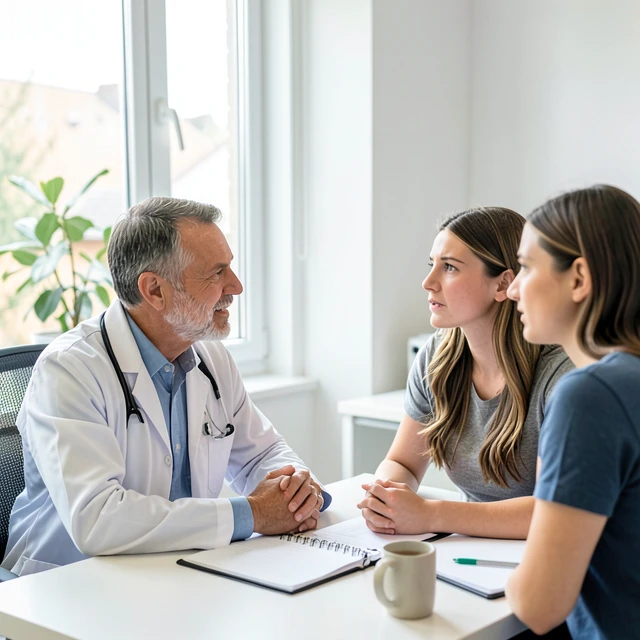 Doctor consulting with a couple about male infertility treatment options
