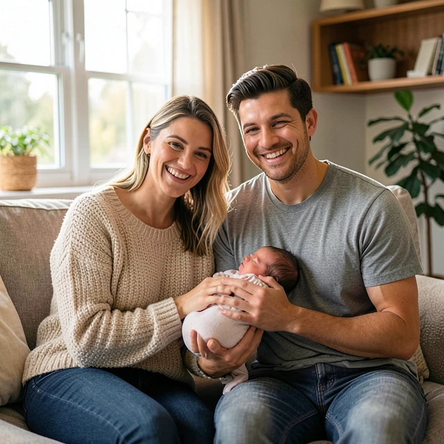 Family celebrating IVF success