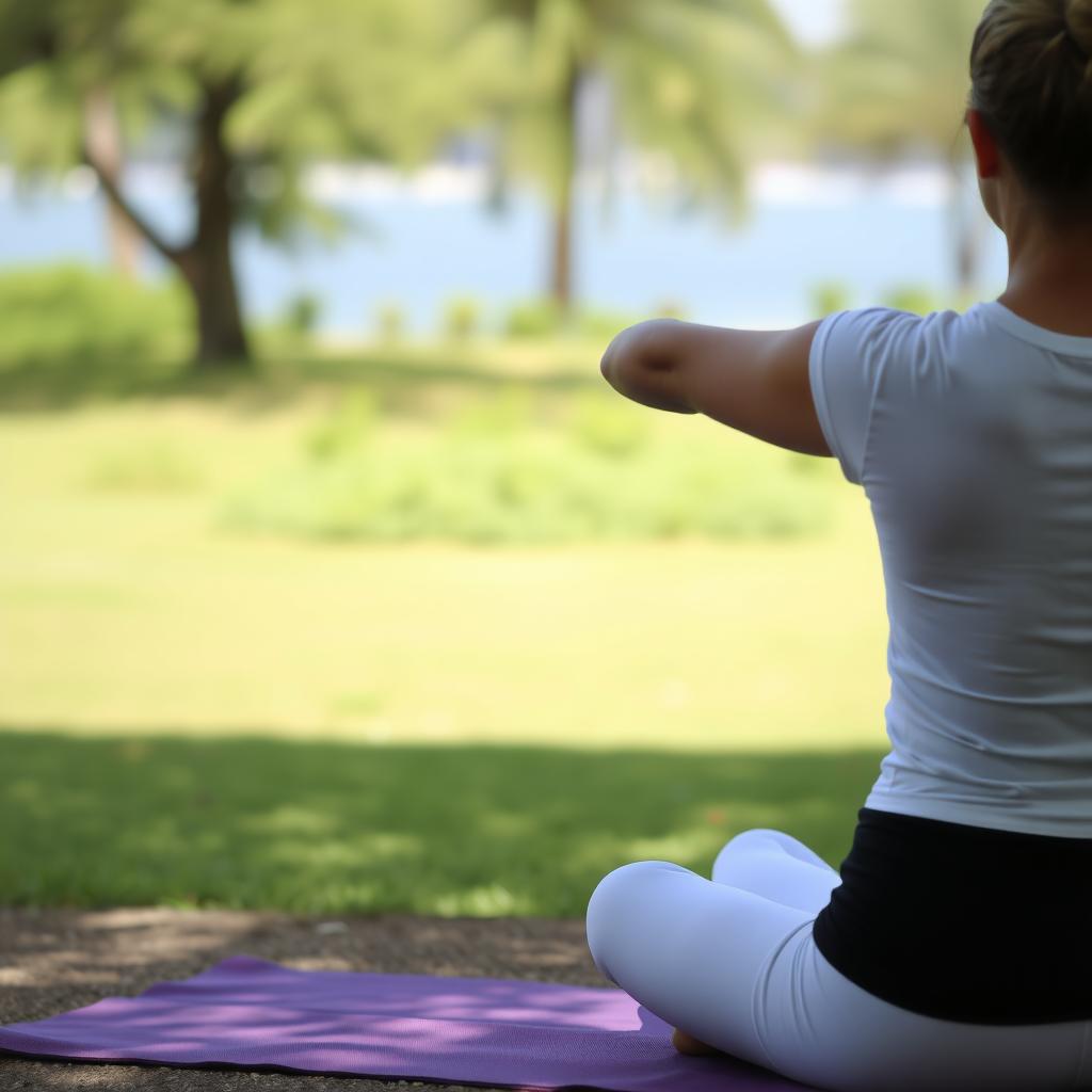 Person engaging in self-care through yoga.