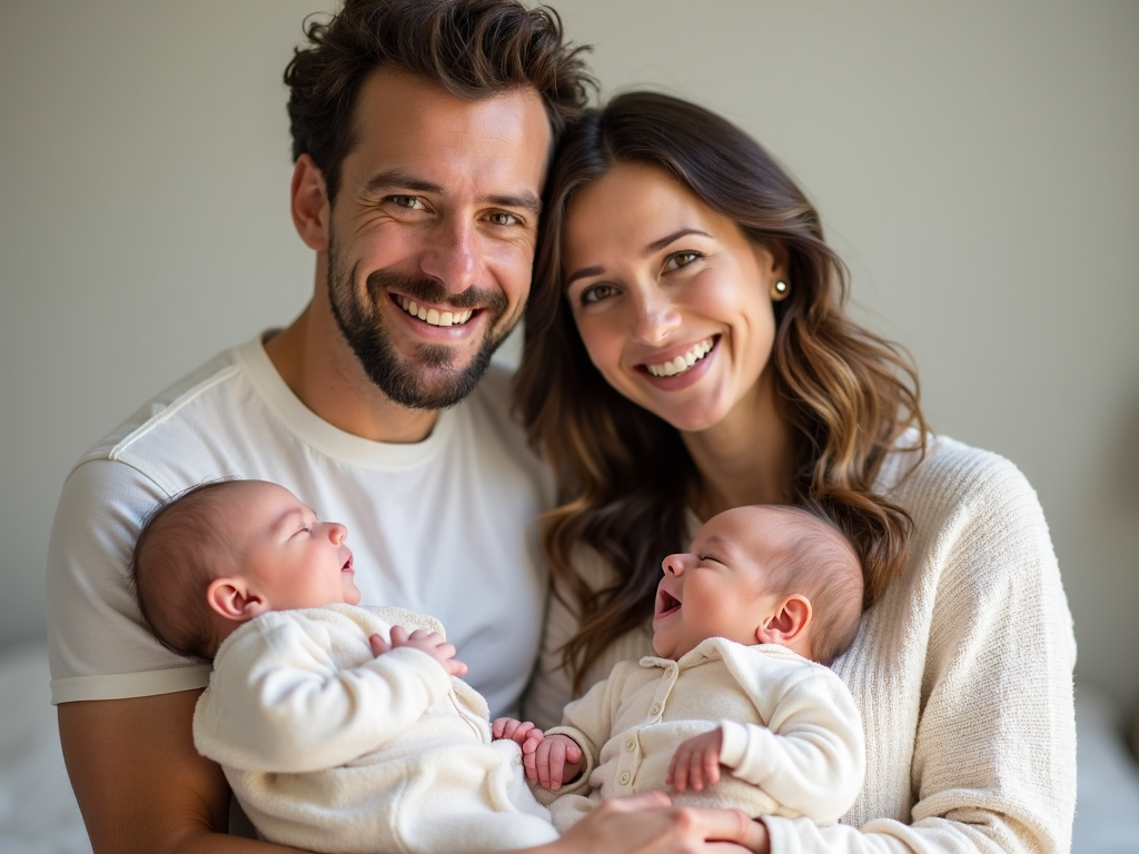 Mark and Lisa with their twin babies after successful IVM treatment.