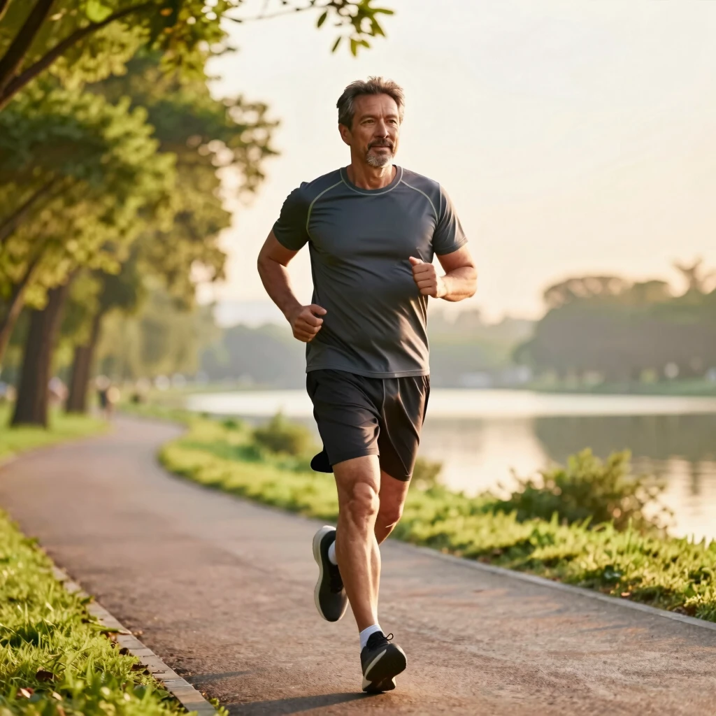 Man jogging in park to boost sperm health through exercise