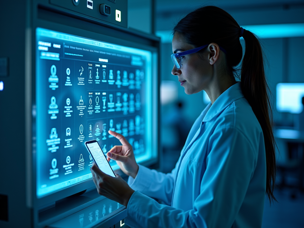 A scientist works in a high-tech lab, representing the future of fertility treatment innovations.