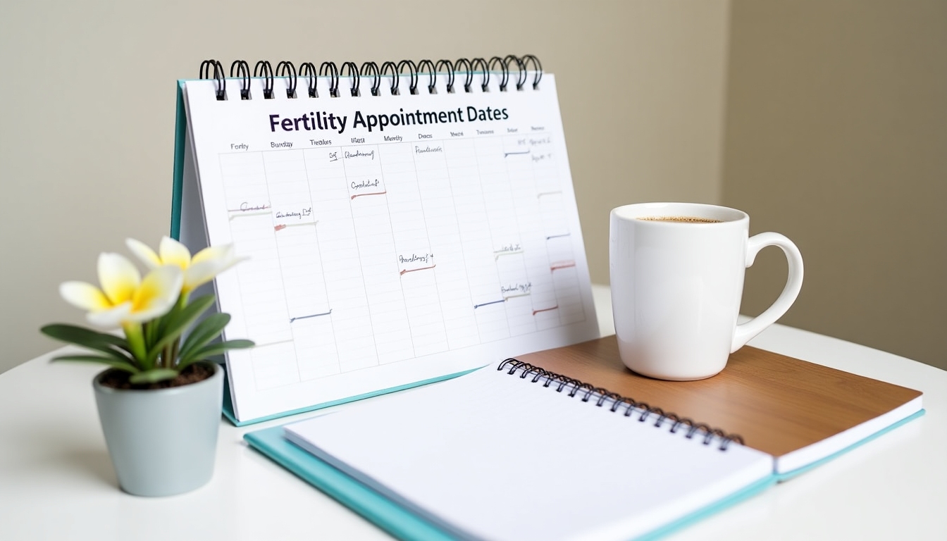 Desk with fertility calendar
