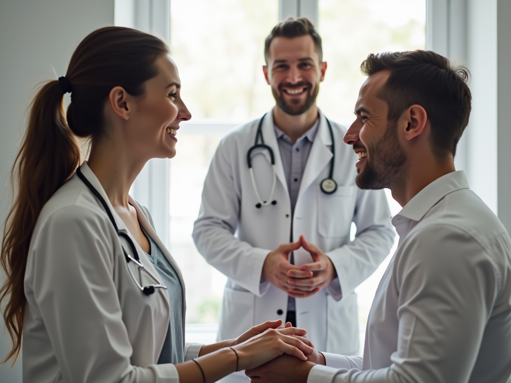 Couple consulting fertility expert