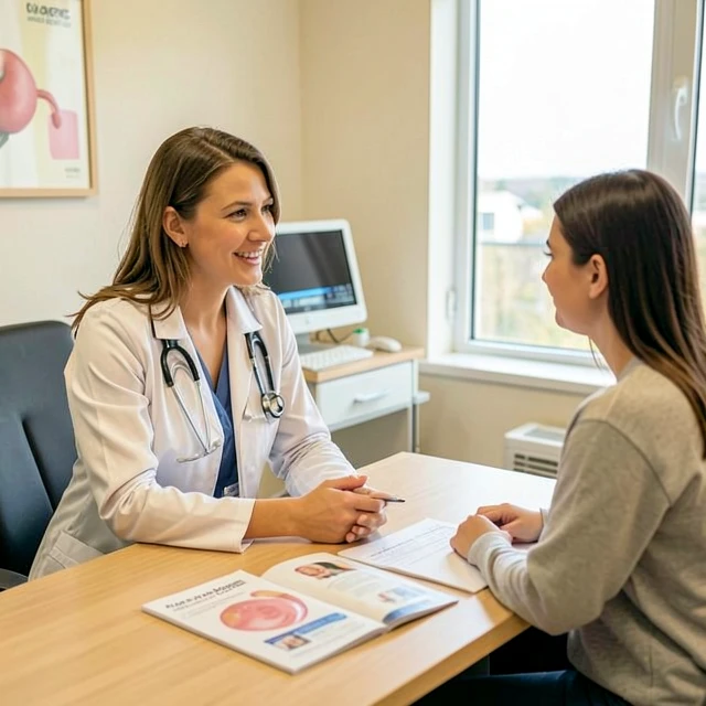 Fertility specialist consulting with patient about preservation options