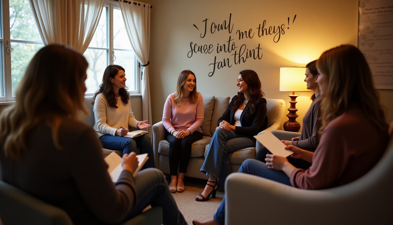 A supportive community group meeting focusing on women's health and fertility.