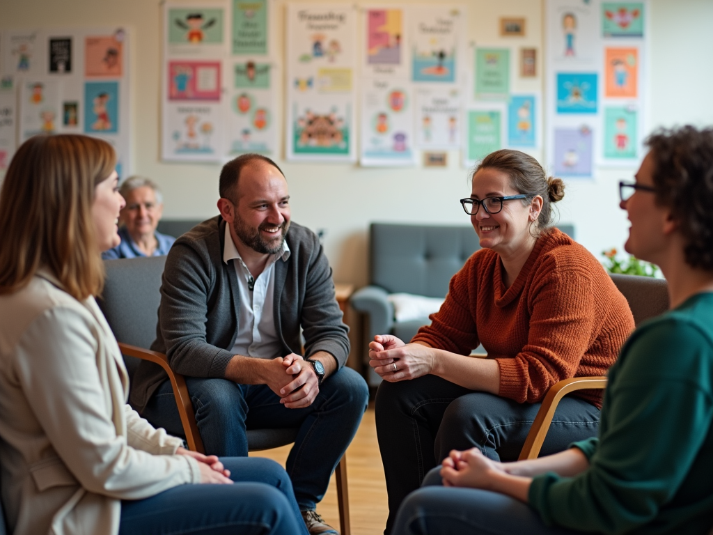 Support group meeting for fertility treatment patients