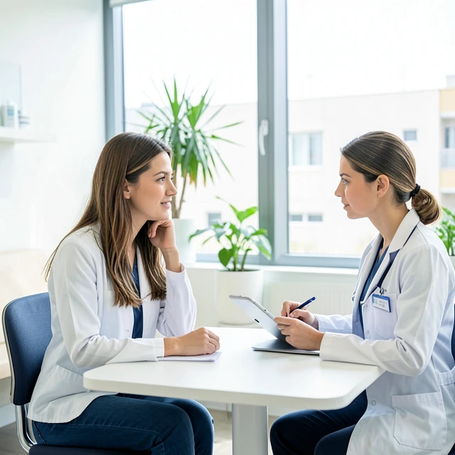 Young woman consulting with a doctor about fertility preservation options