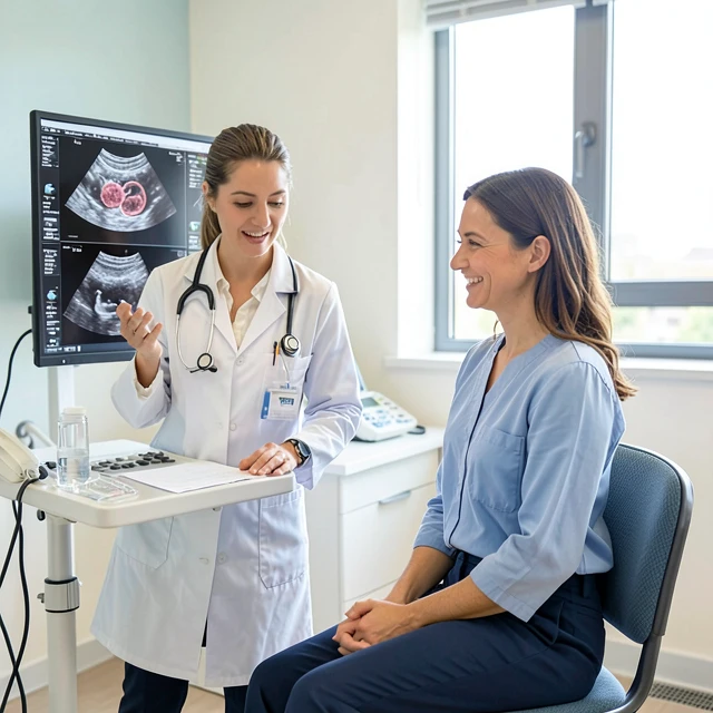 Fertility doctor consulting with patient on preventing ovarian hyperstimulation syndrome