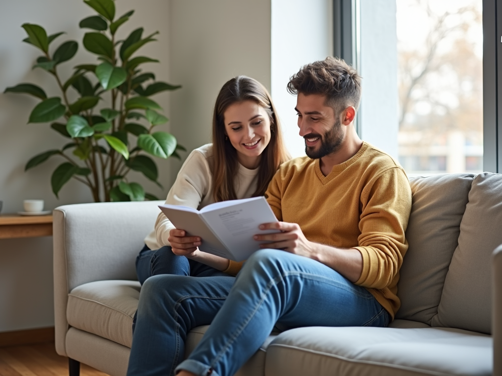Couple in fertility clinic waiting room
