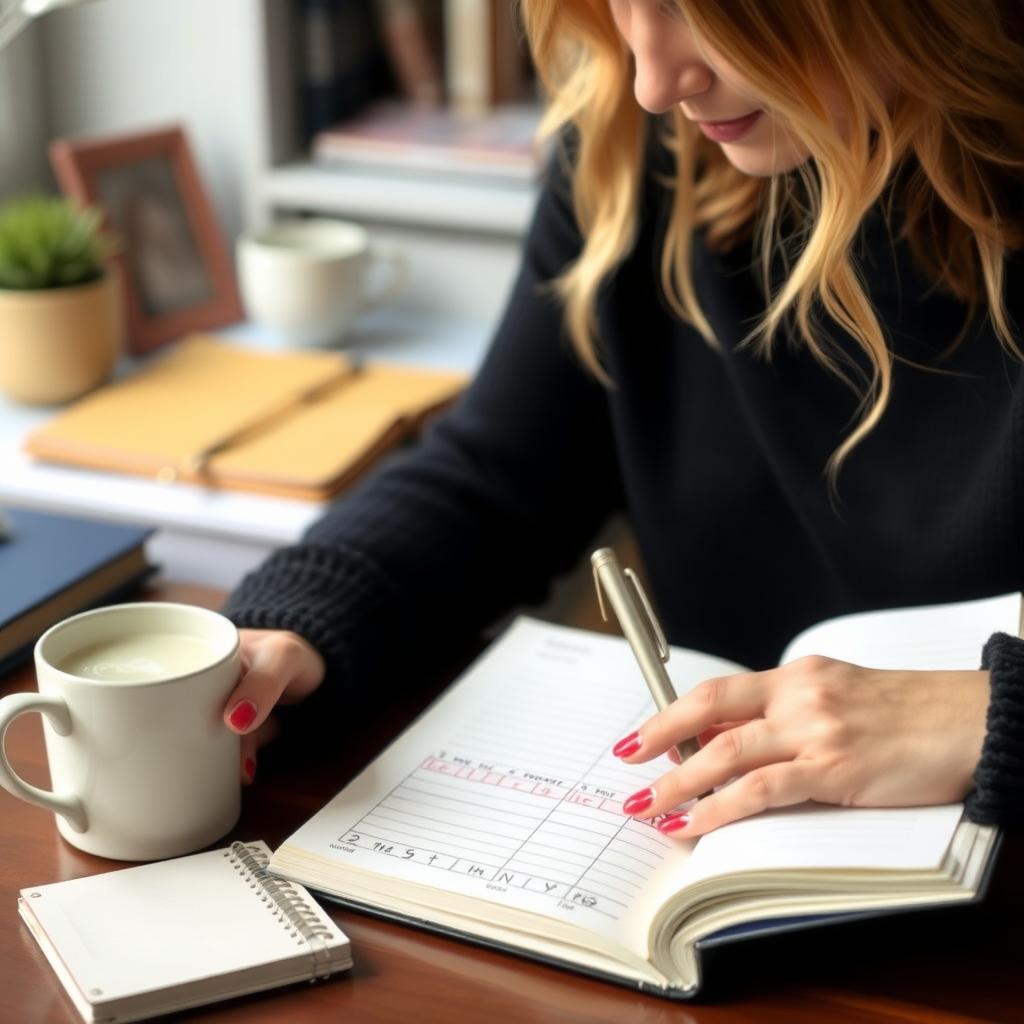 Woman journaling to monitor PCOS progress.