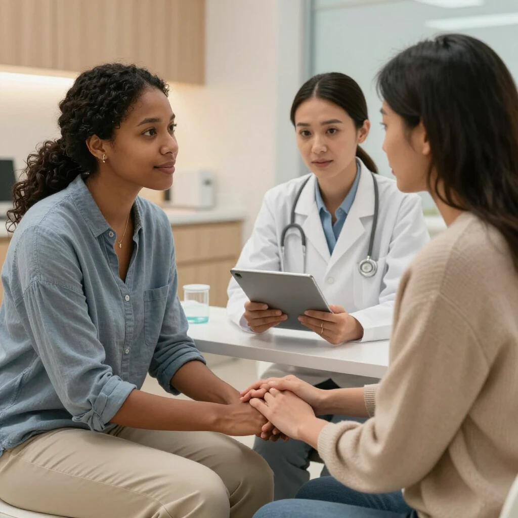 Couple consulting with fertility doctor in clinic
