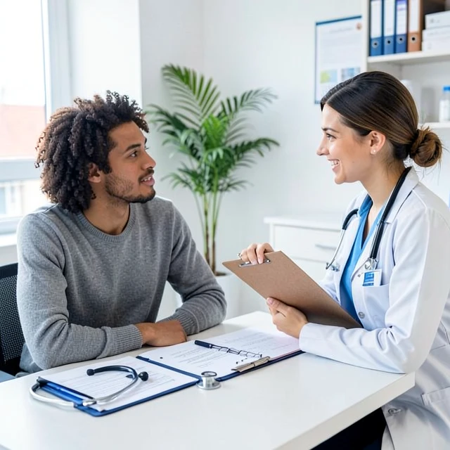 Couple consulting with doctor about infertility