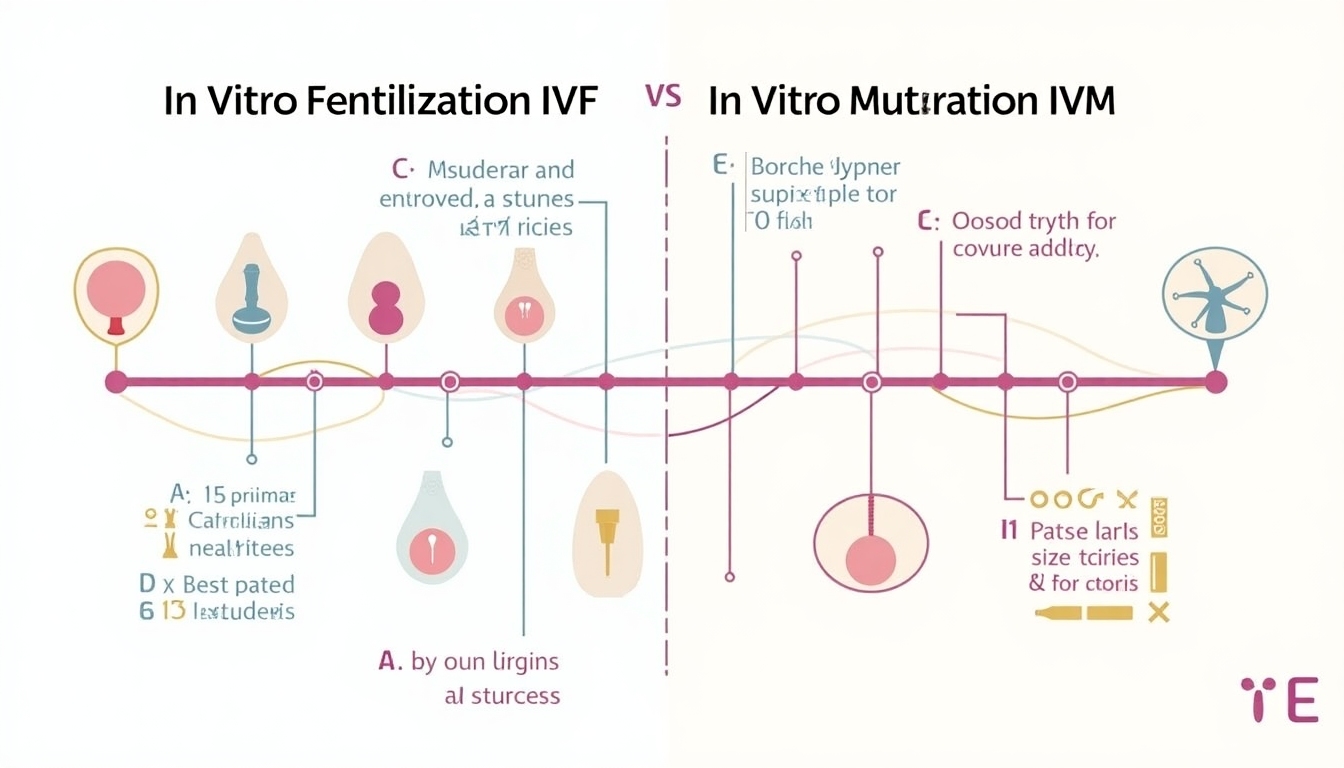 Graphic comparing the timelines of IVF and IVM procedures