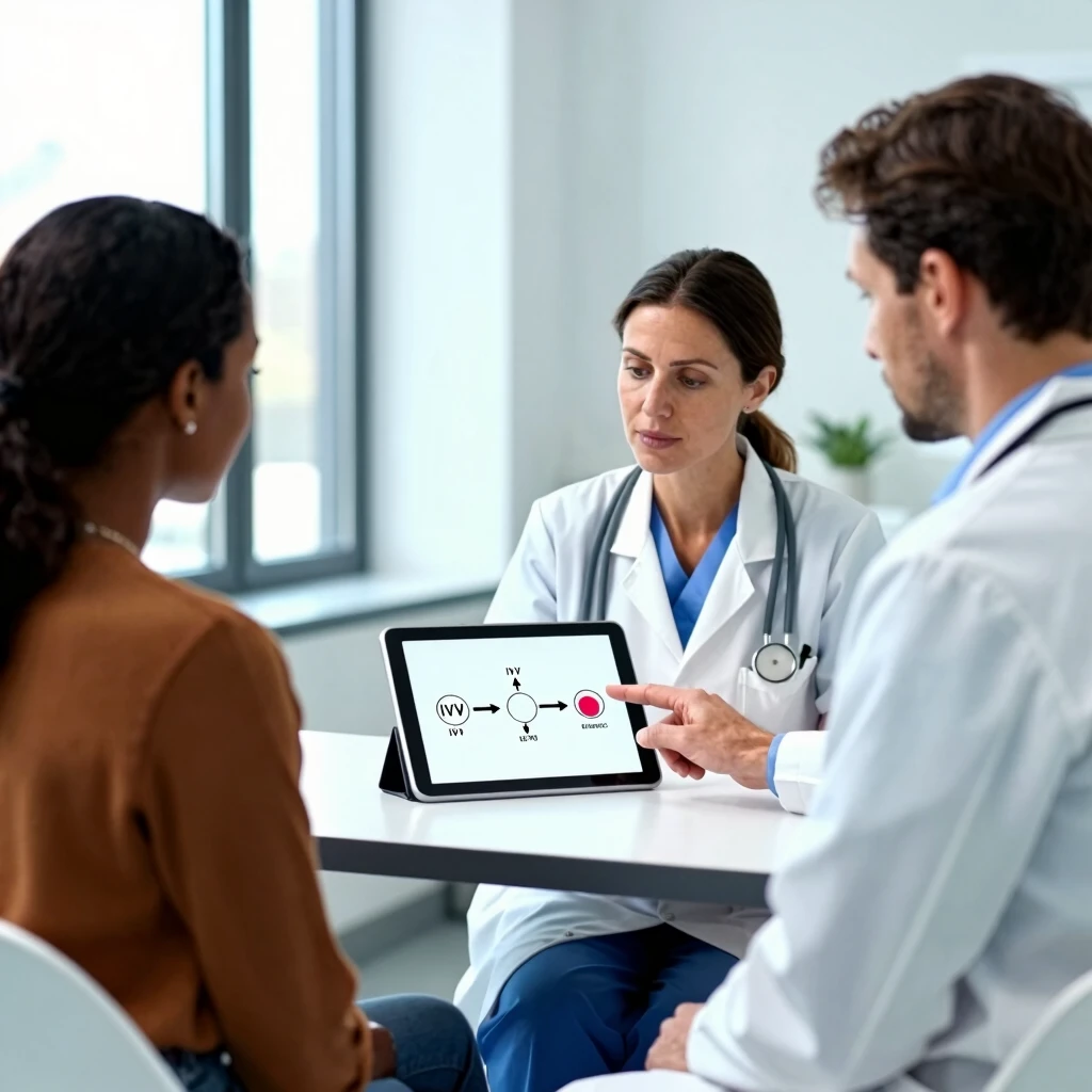 Couple consulting with fertility doctor about IVF options