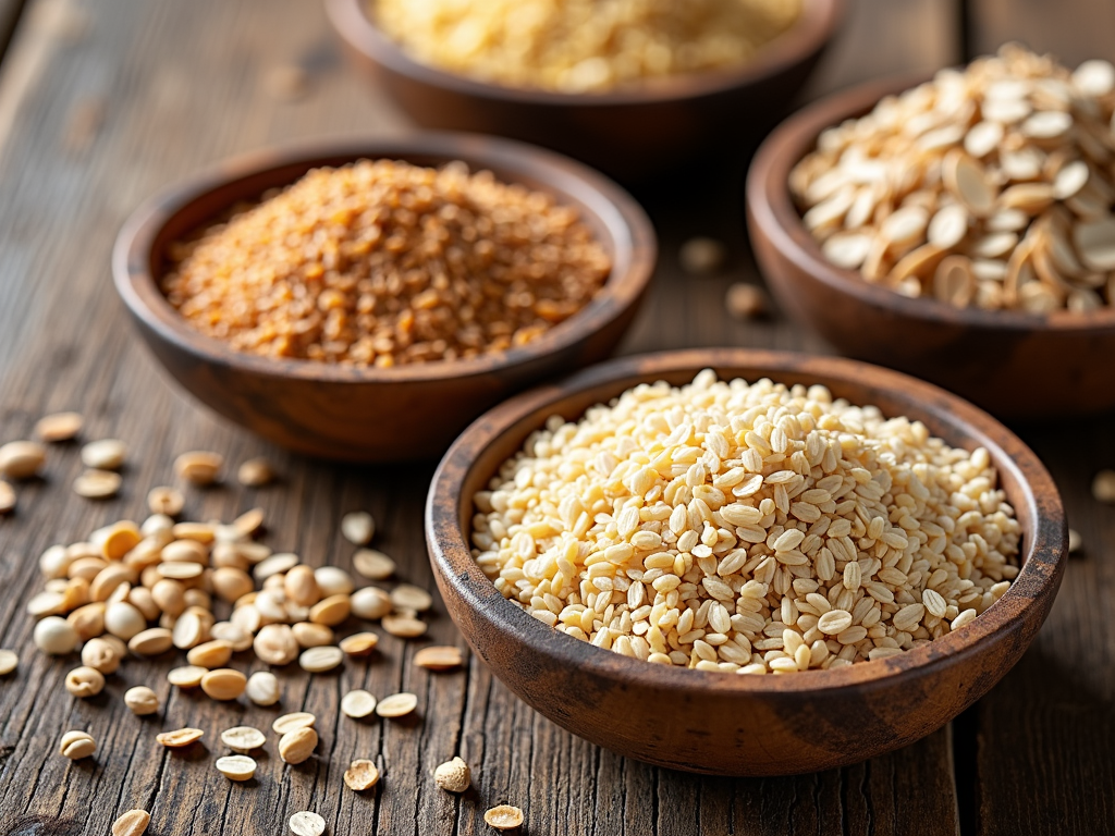 A variety of whole grains, key for maintaining hormone balance and fertility.
