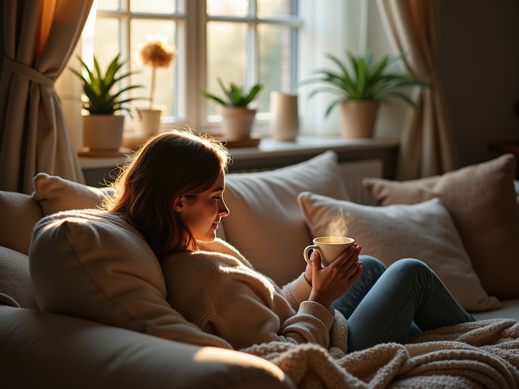 Relaxing with tea to manage PCOS stress