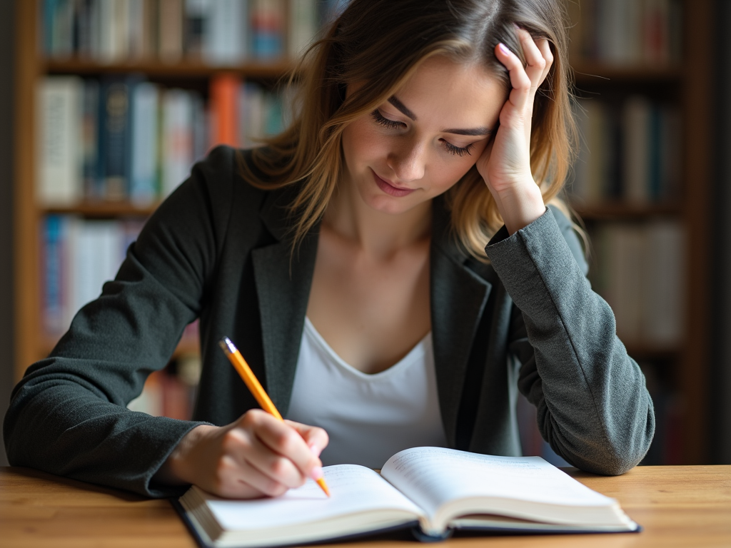 A woman using journaling as a coping mechanism for infertility.