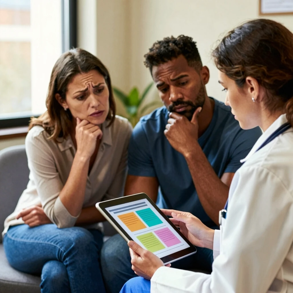 Couple consulting with fertility doctor about preservation options