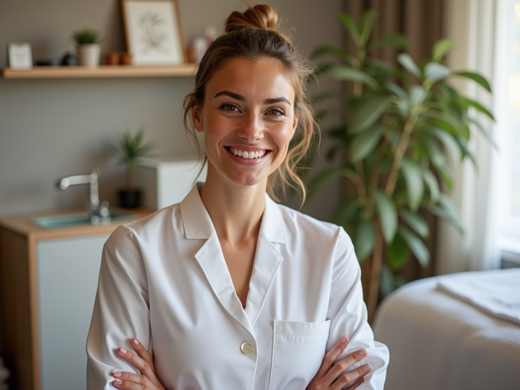 Qualified acupuncturist in clinic